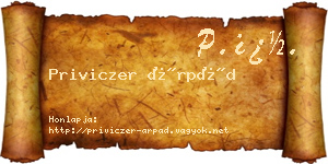 Priviczer Árpád névjegykártya
